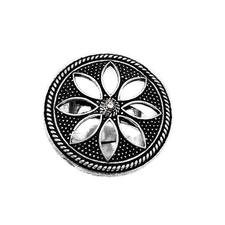 Adya Silver Floral Ring - Teejh