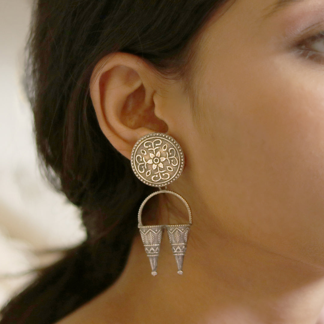 Teejh Yachana Silver Oxidised Earrings