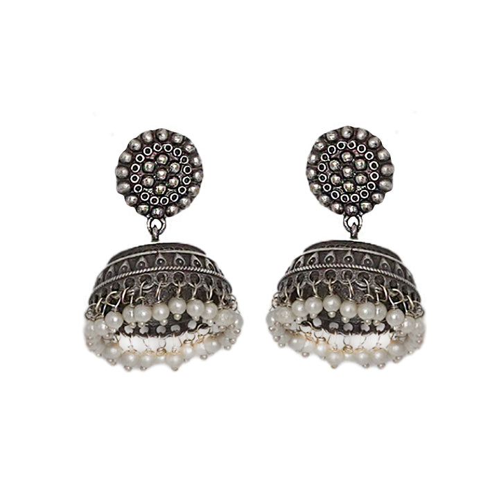Teejh Zarna Silver Oxidised Jhumki Earrings