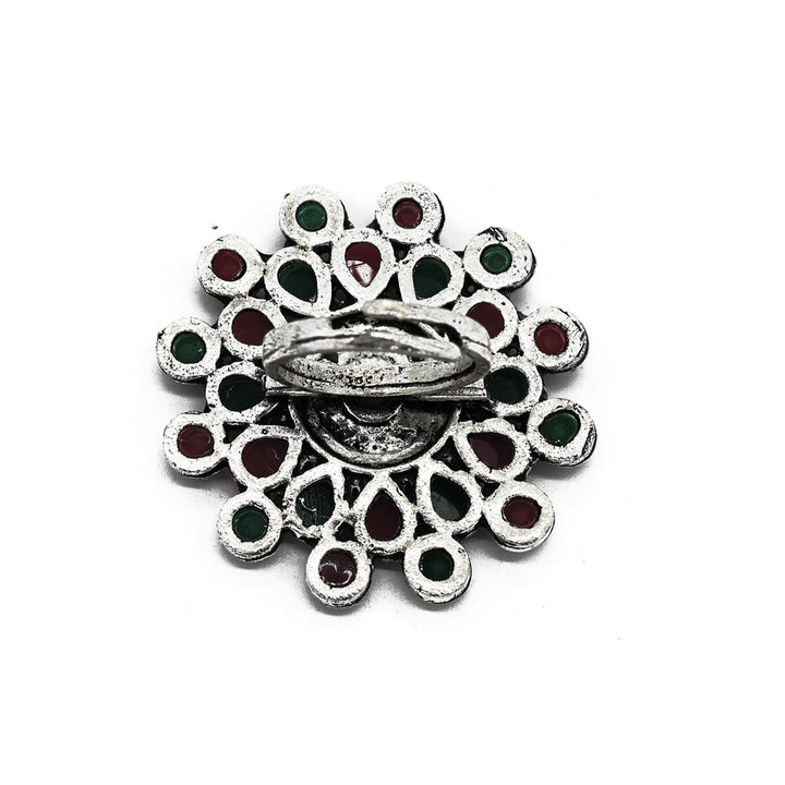 Vani Multi Colored Stone Silver Ring - Teejh