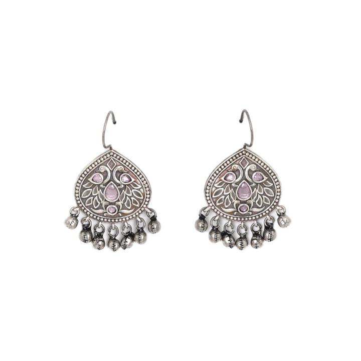 Teejh Vanya Silver Oxidised Pink Earrings