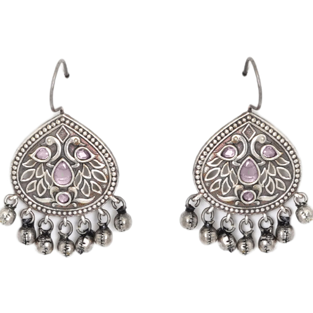 Teejh Vanya Silver Oxidised Pink Earrings