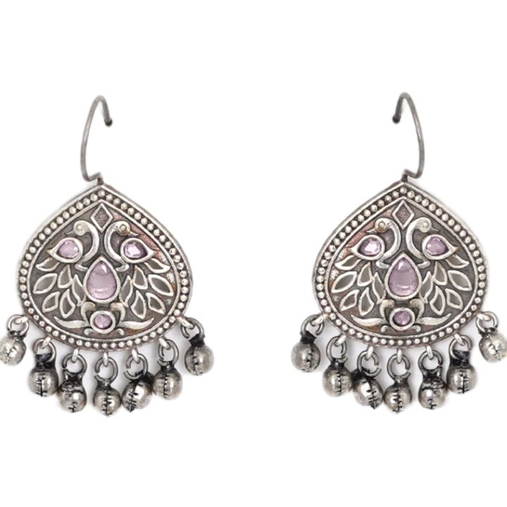 Teejh Vanya Silver Oxidised Pink Earrings