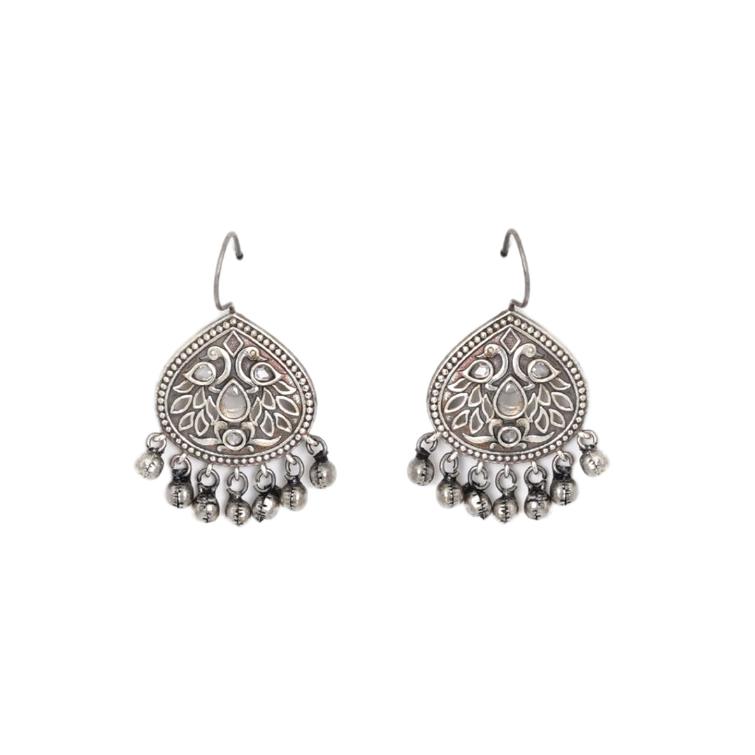 Teejh Vanya Silver Oxidised White Earrings