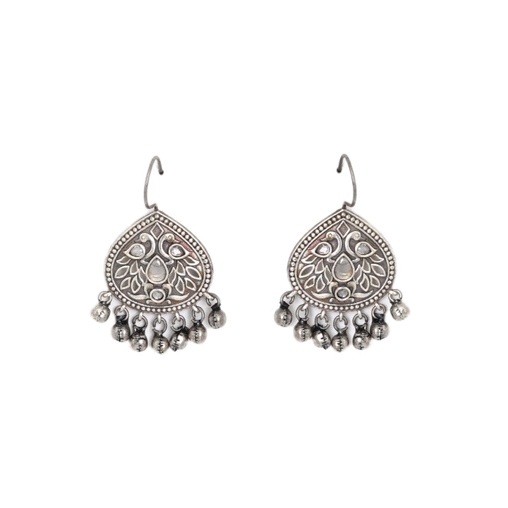 Teejh Vanya Silver Oxidised White Earrings