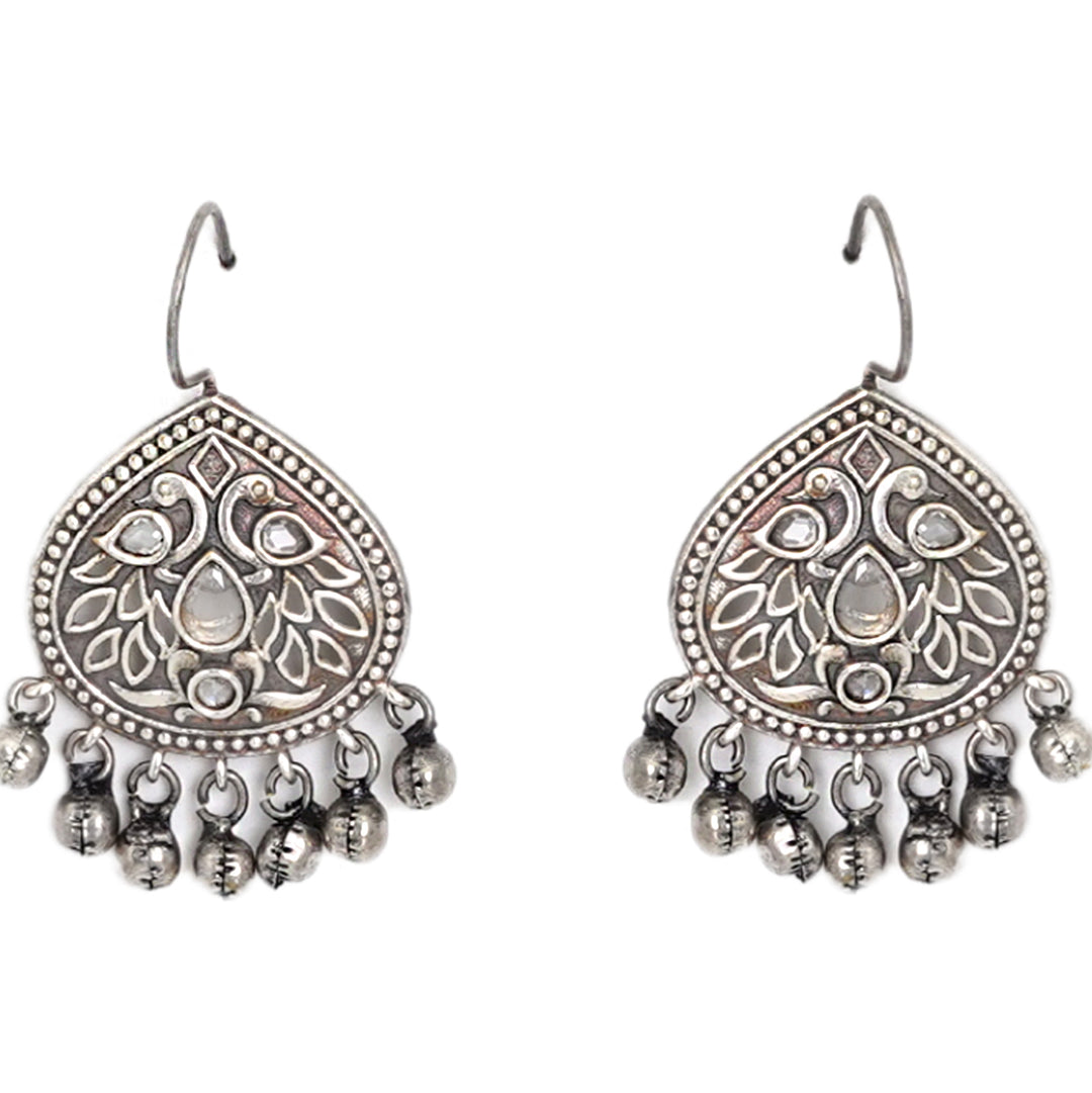 Teejh Vanya Silver Oxidised White Earrings
