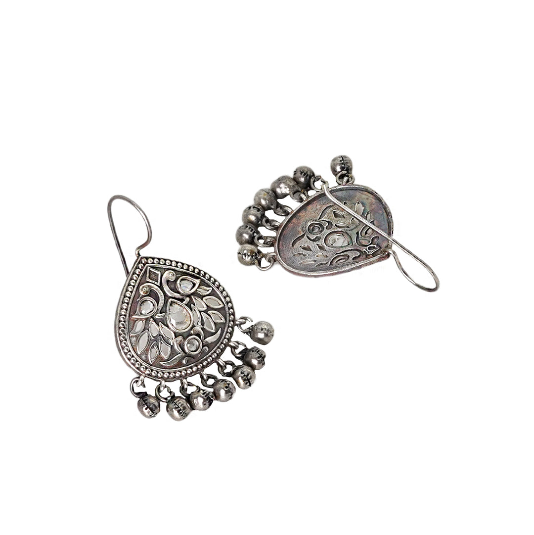 Teejh Vanya Silver Oxidised White Earrings