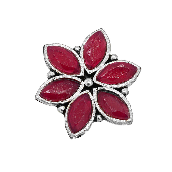 Ageless Red Stone Silver Ring - Teejh