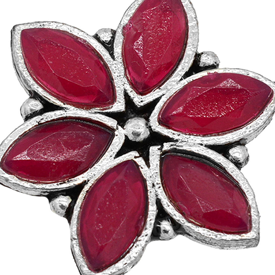 Ageless Red Stone Silver Ring - Teejh