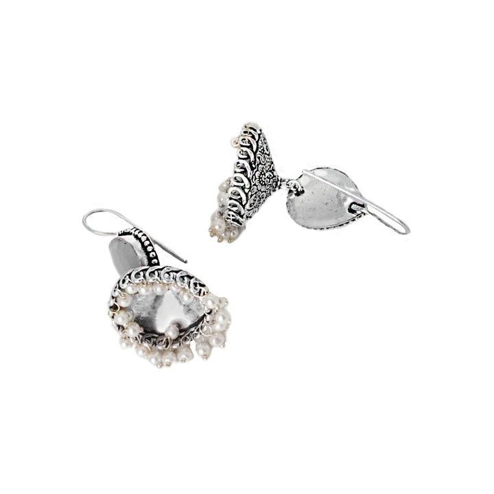 Teejh Sahasra White Stone Silver Oxidised Earrings