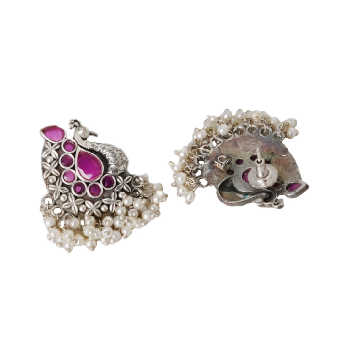 Teejh Nirali Purple Silver Oxidised Earrings