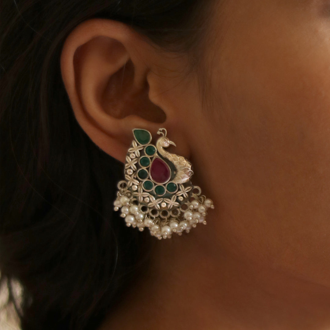 Teejh Nirali Multicolored Silver Oxidised Earrings