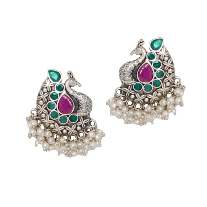 Teejh Nirali Multicolored Silver Oxidised Earrings