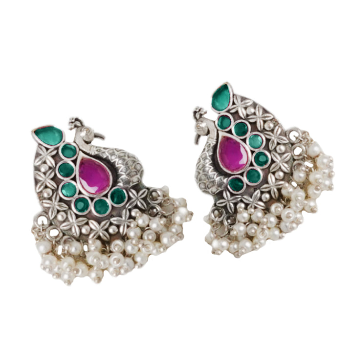 Teejh Nirali Multicolored Silver Oxidised Earrings