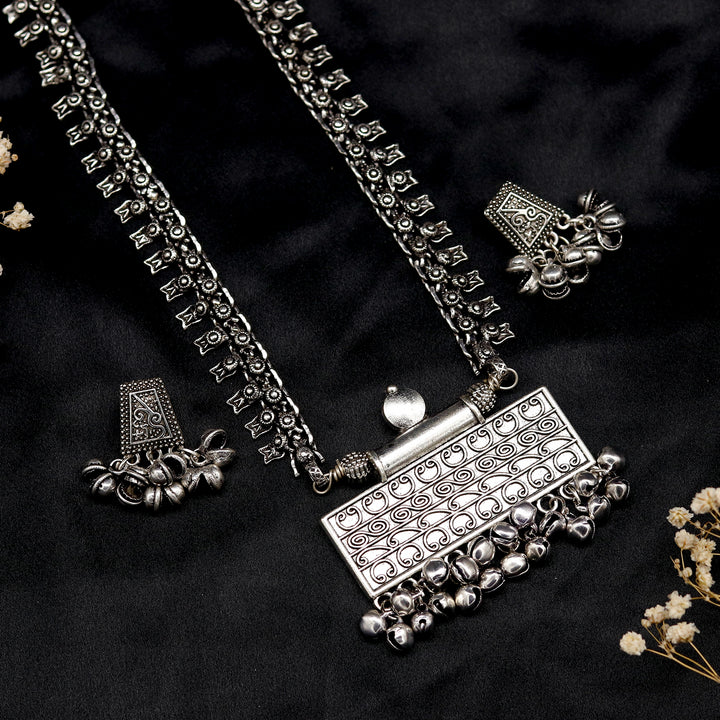 Svya Silver Oxidized Necklace - Teejh