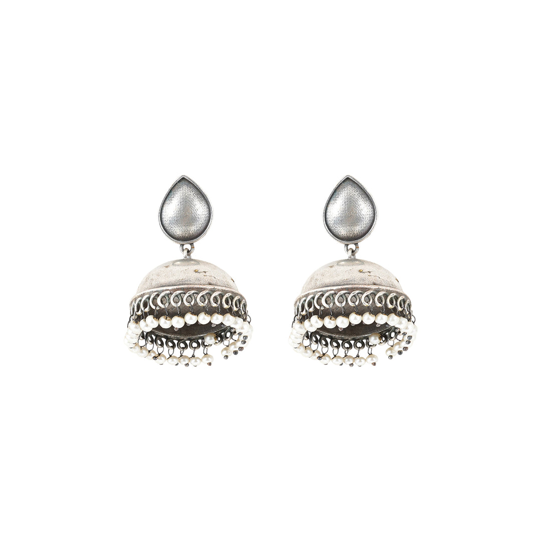 Teejh Tara Silver Oxidised Jhumki Earrings