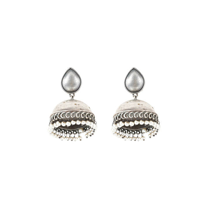 Teejh Tara Silver Oxidised Jhumki Earrings