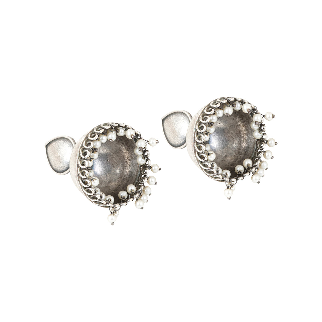 Teejh Tara Silver Oxidised Jhumki Earrings