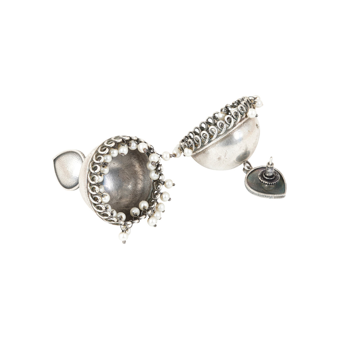Teejh Tara Silver Oxidised Jhumki Earrings