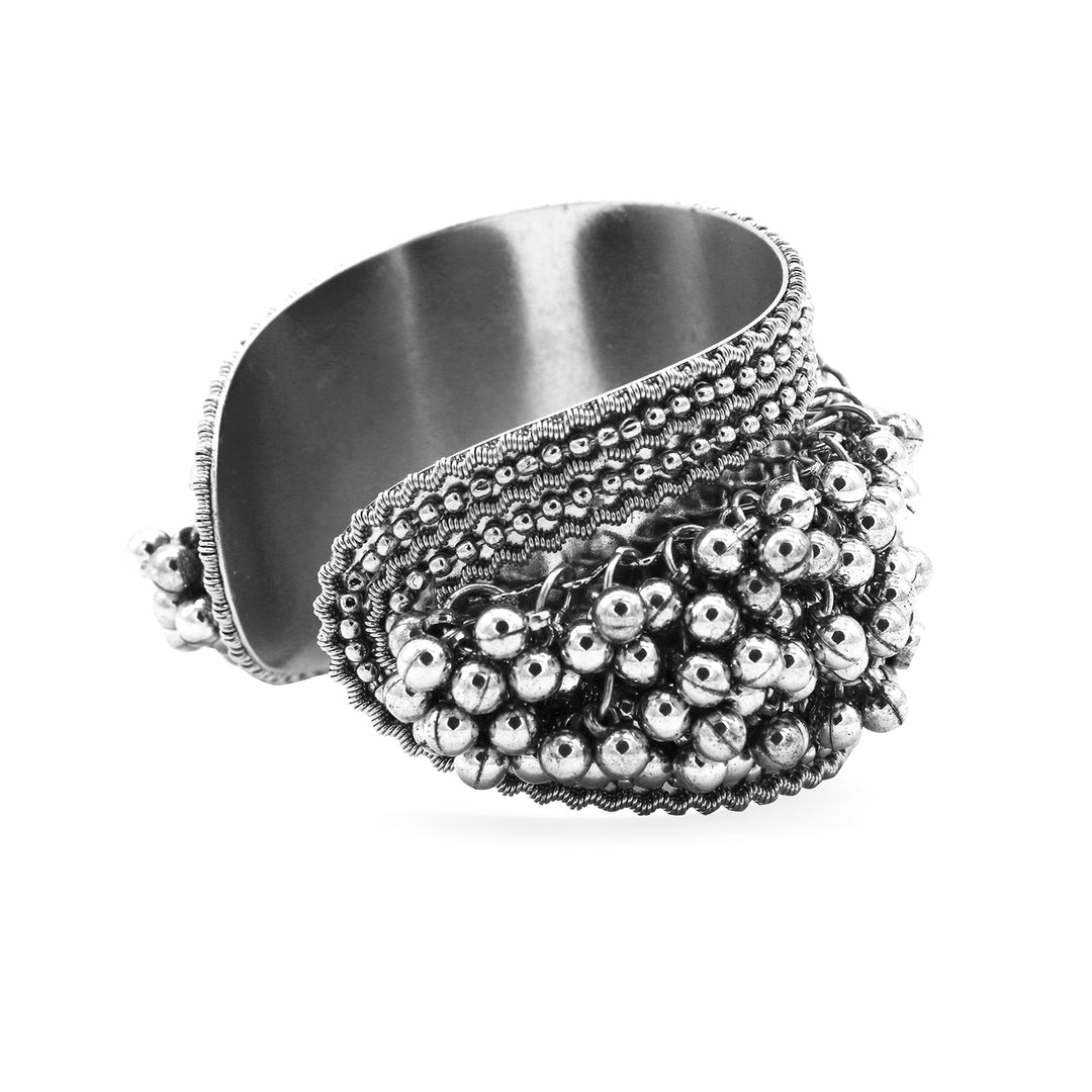 Chakrika Silver Gungroo Oxidized Bangle – Teejh