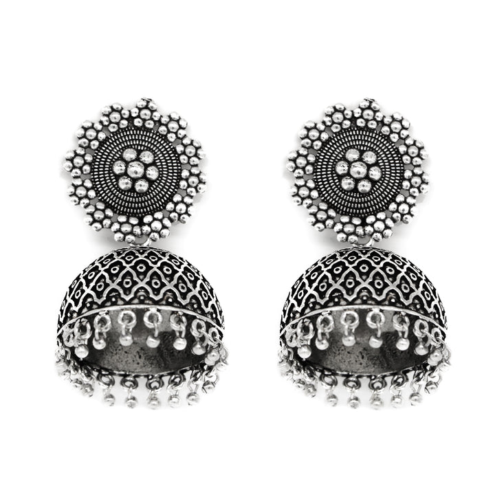 Ishani Silver Oxidized Jhumki - Teejh