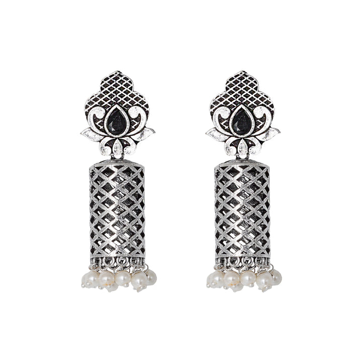 Teejh Akshara Silver Oxidised Earrings