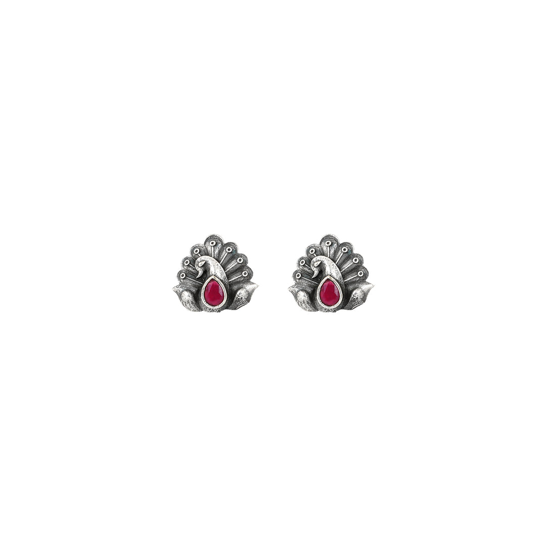 Teejh Indira Peacock Silver Oxidised Toe Rings