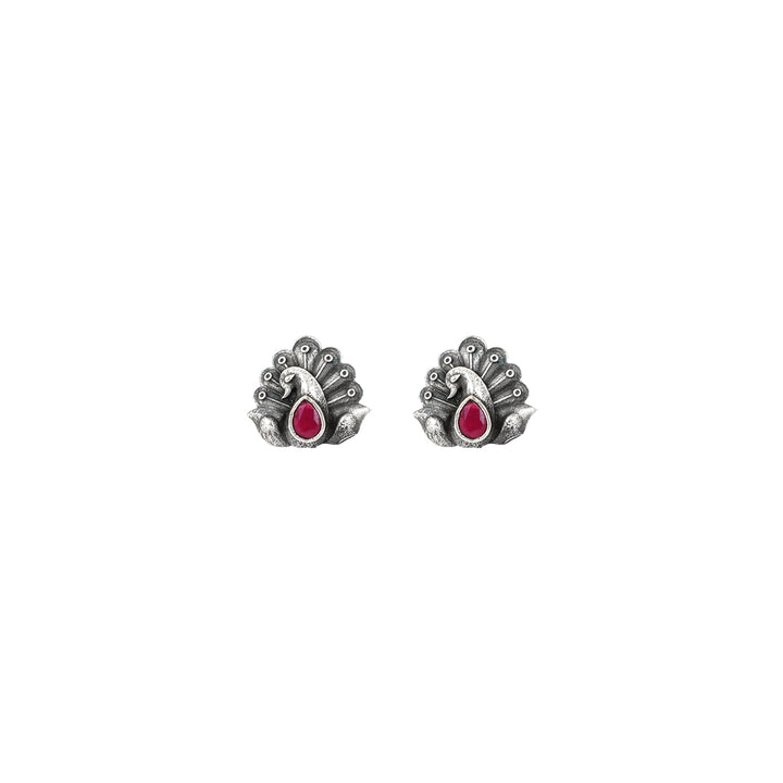 Teejh Indira Peacock Silver Oxidised Toe Rings