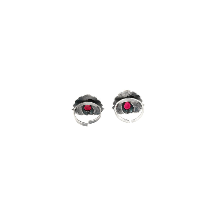 Teejh Indira Peacock Silver Oxidised Toe Rings