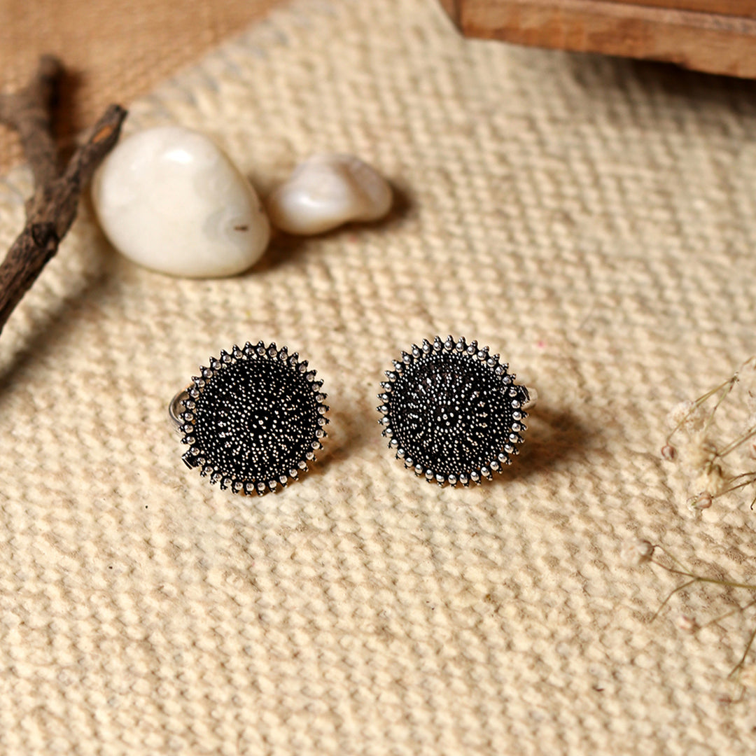 Teejh Darshita Silver Oxidised Toe Rings