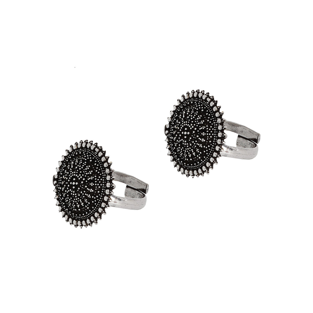 Teejh Darshita Silver Oxidised Toe Rings
