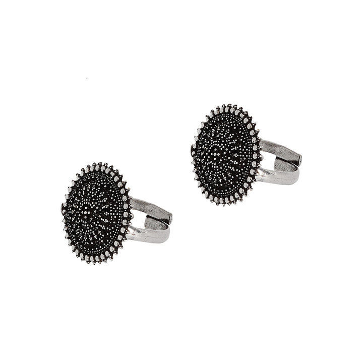 Teejh Darshita Silver Oxidised Toe Rings