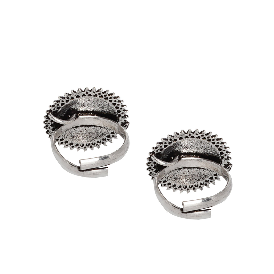 Teejh Darshita Silver Oxidised Toe Rings