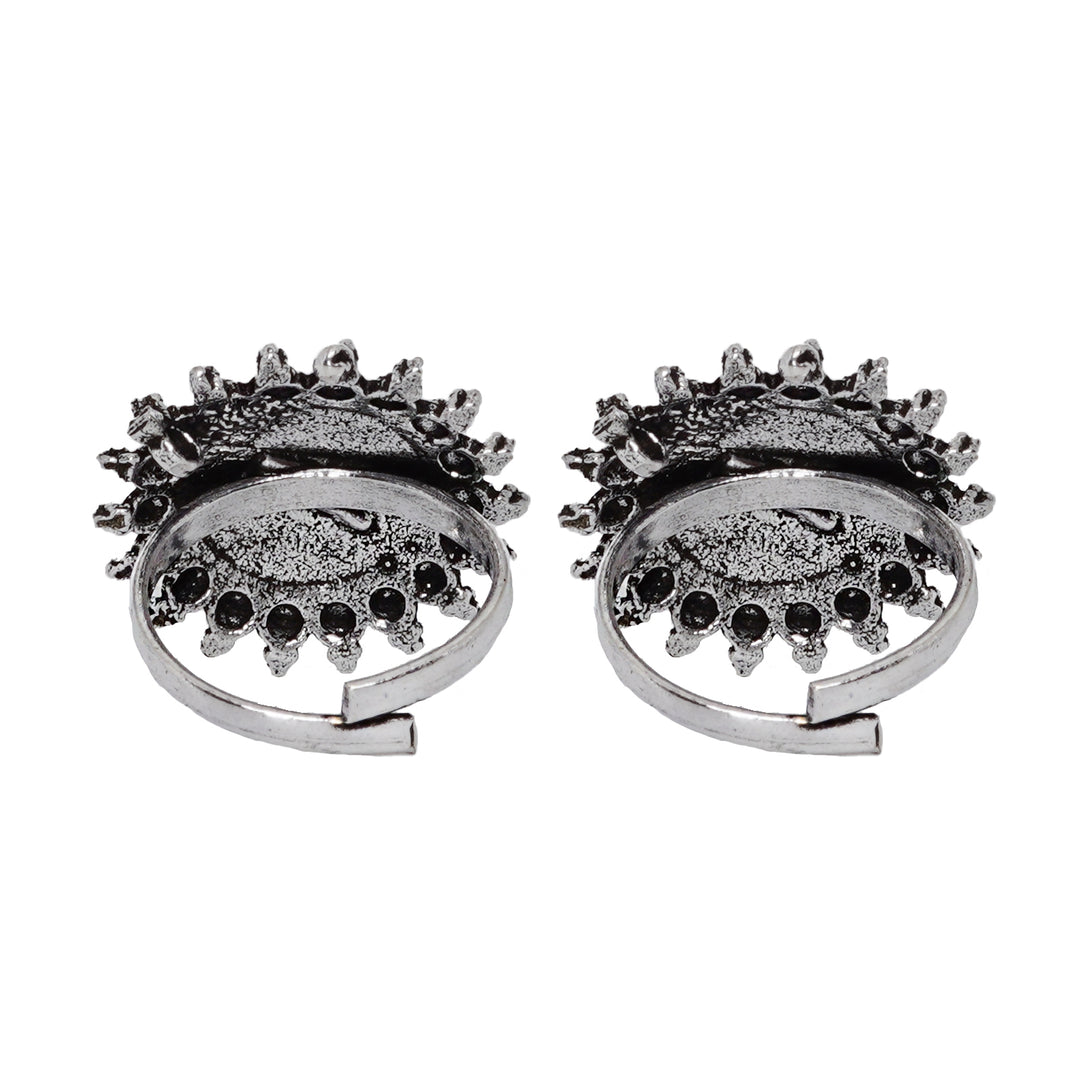 Teejh Megh Silver Oxidised  Toe Rings
