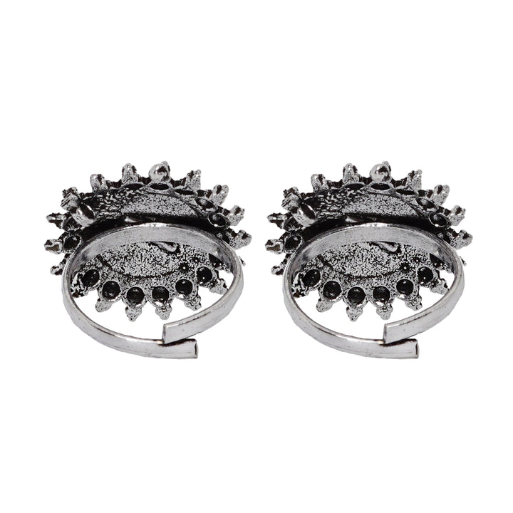 Teejh Megh Silver Oxidised  Toe Rings