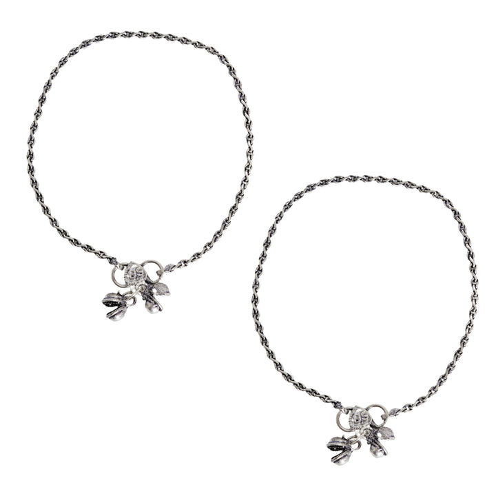 Teejh Kuvira Silver Oxidised Anklets