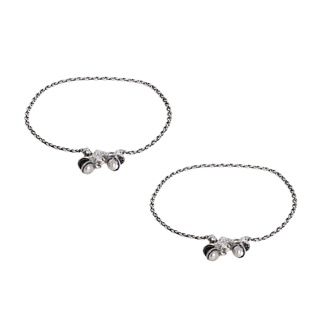 Teejh Kuvira Silver Oxidised Anklets