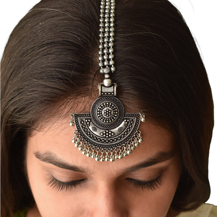 Teejh Saransha Silver Oxidised Maang Tikka