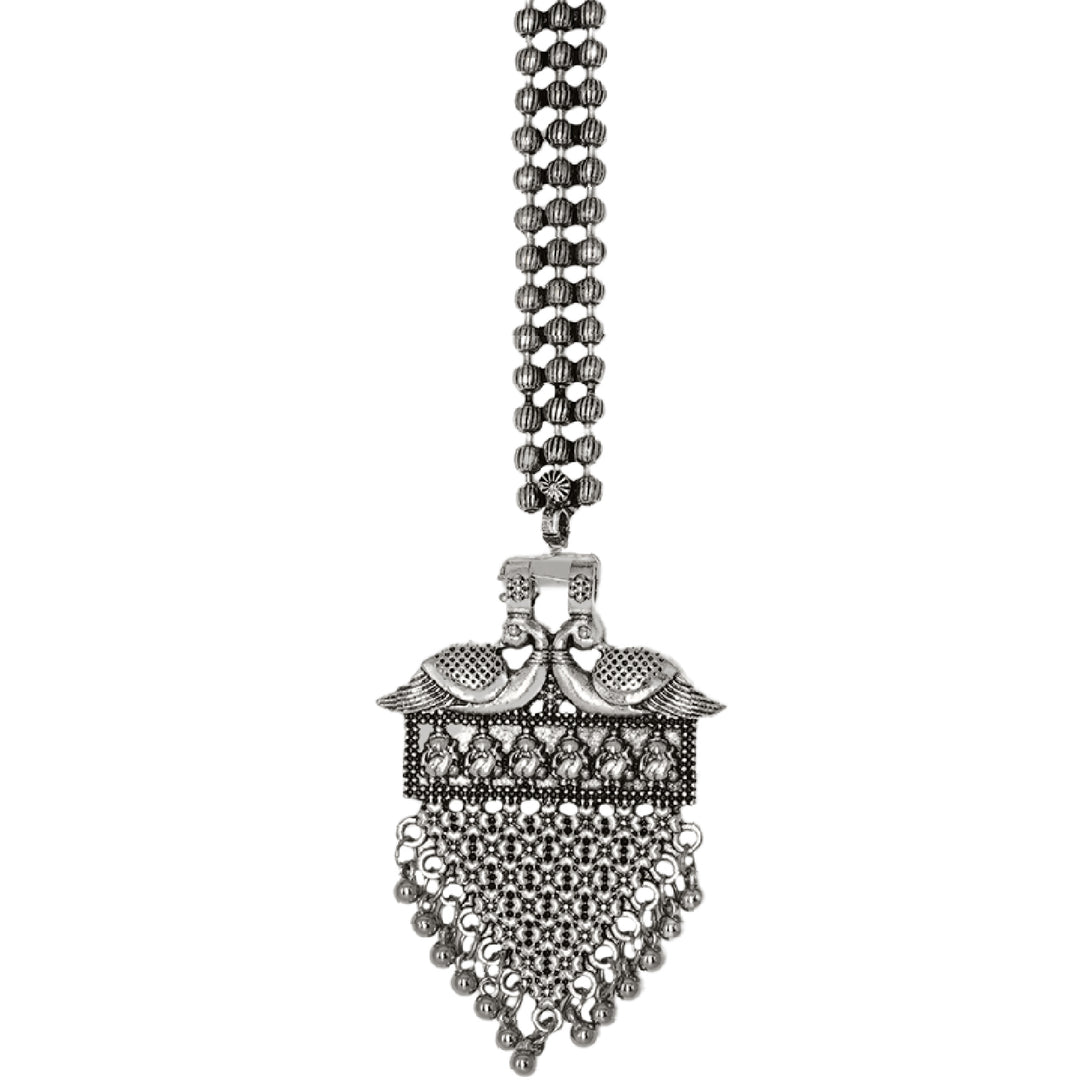 Teejh Aadhila Silver Oxidised Maang Tikka