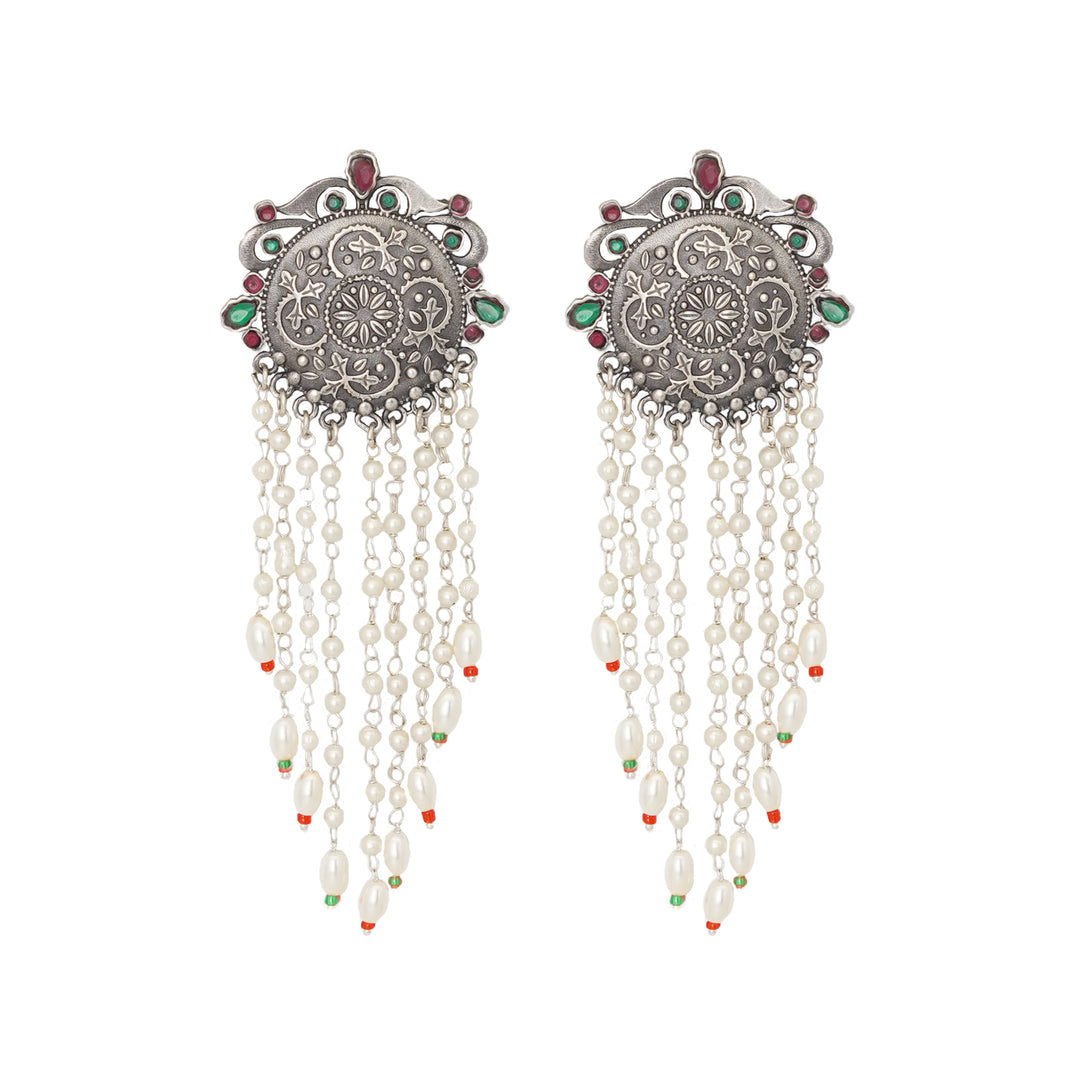 Teejh Sayali Silver Oxidised Multicolor Earrings