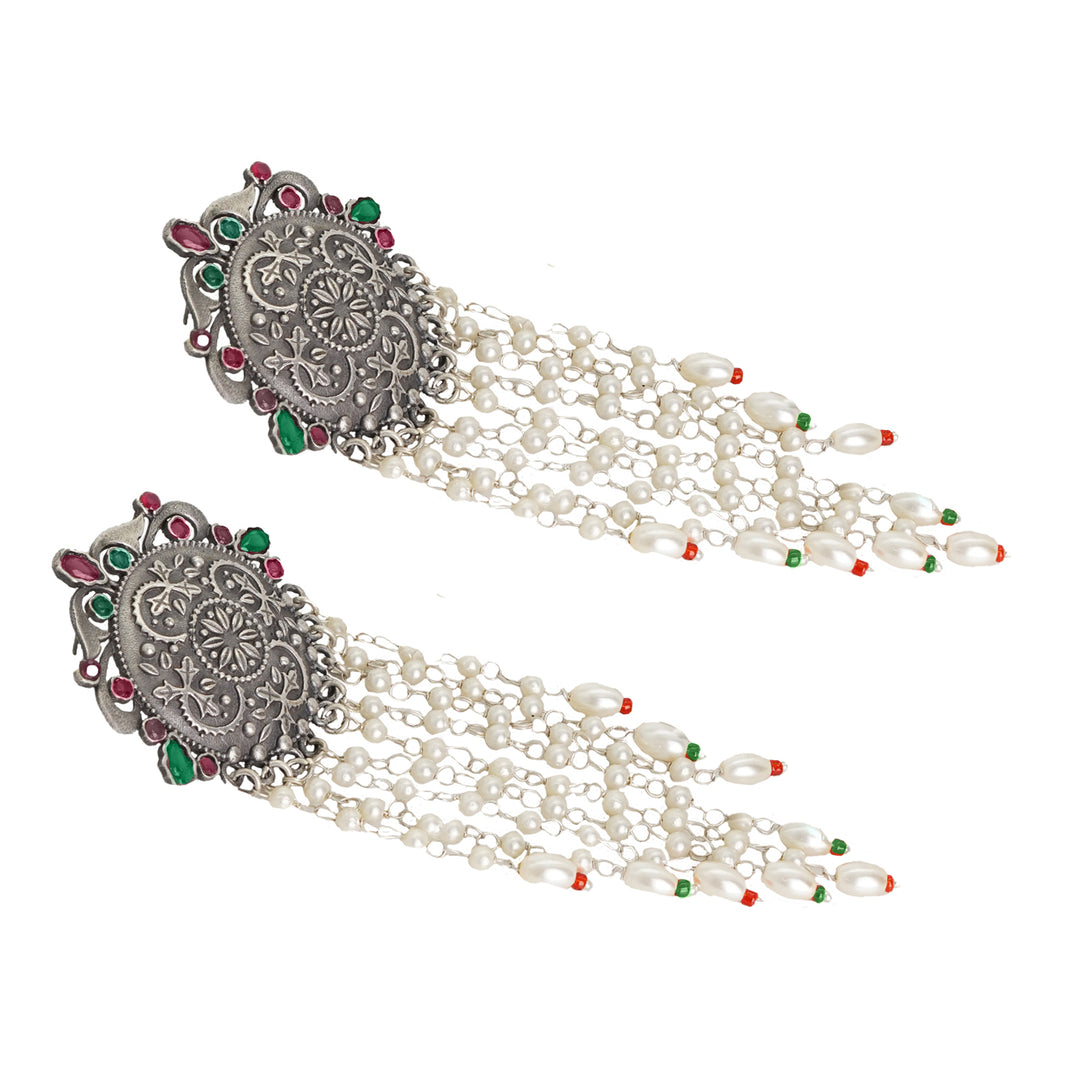 Teejh Sayali Silver Oxidised Multicolor Earrings