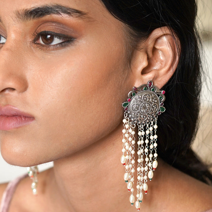 Teejh Sayali Silver Oxidised Multicolor Earrings