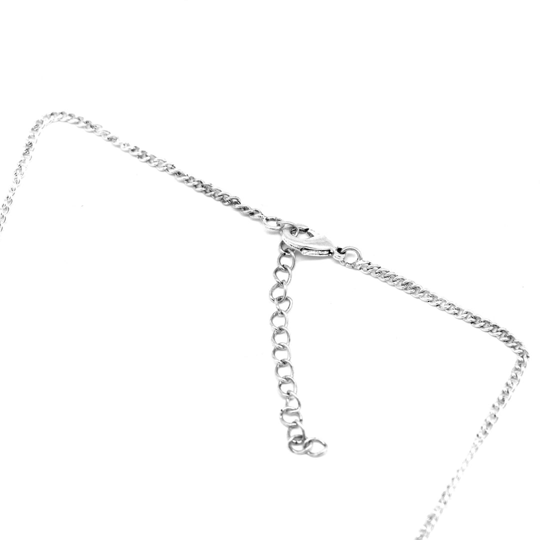Abhita Floral Polki Silver Oxidized Necklace - Teejh