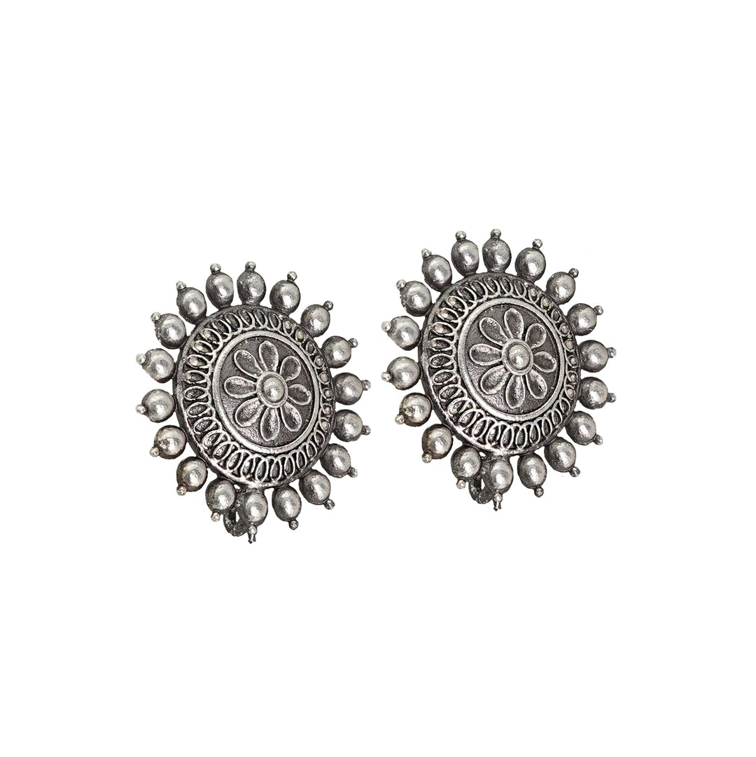 Teejh Monika Silver Oxidised Earrings