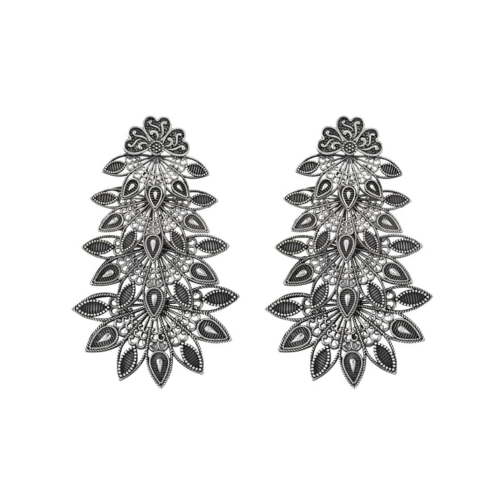 Teejh Abhinaya Silver Oxidised Floral Earrings