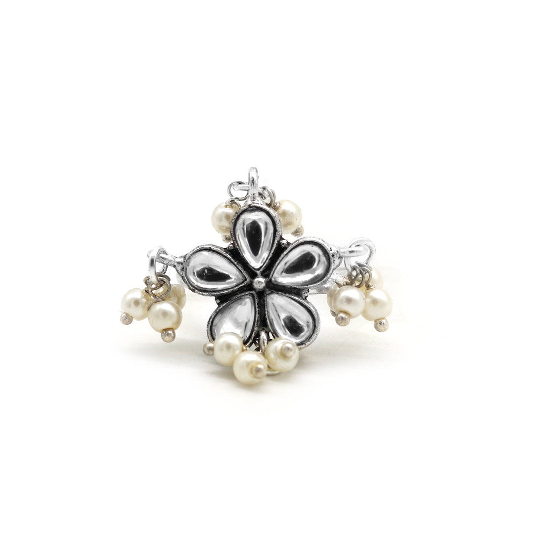 Teejh Sitaara polki stone silver oxidized jewellery gift set - Teejh