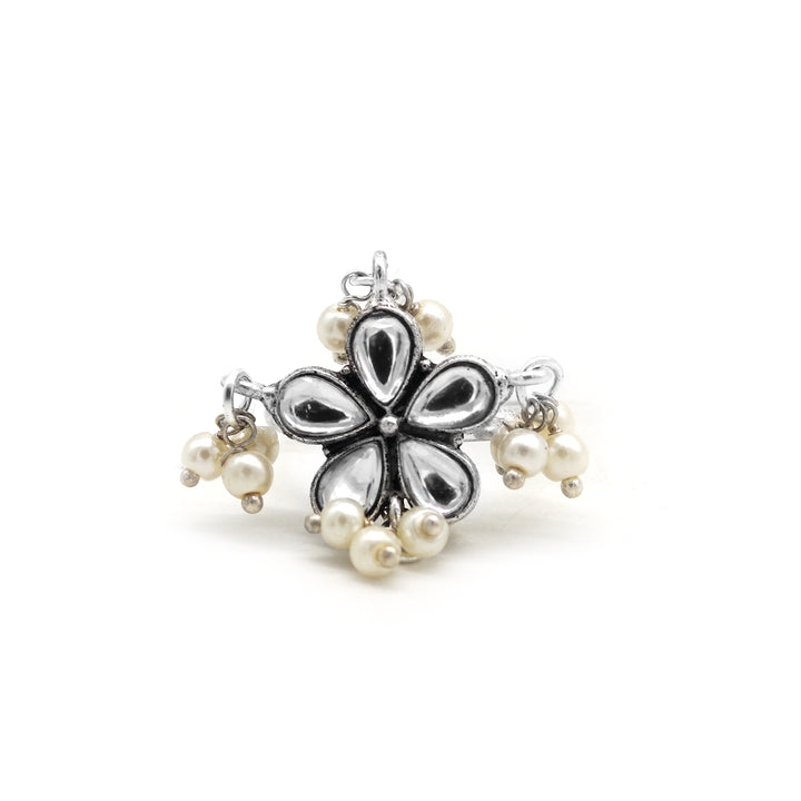 Teejh Sitaara polki stone silver oxidized jewellery gift set - Teejh