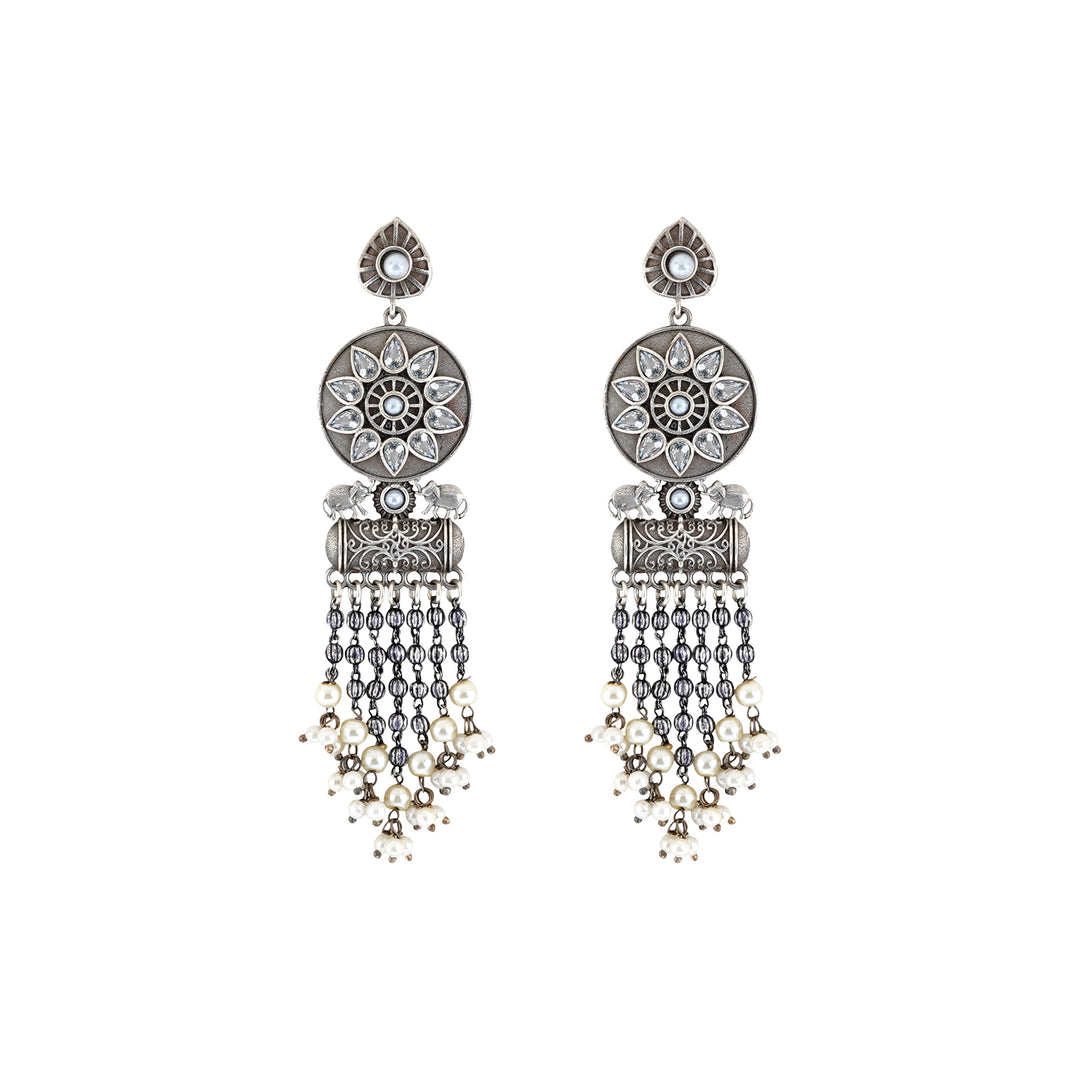 Teejh Gahez White Silver Oxidised Earrings