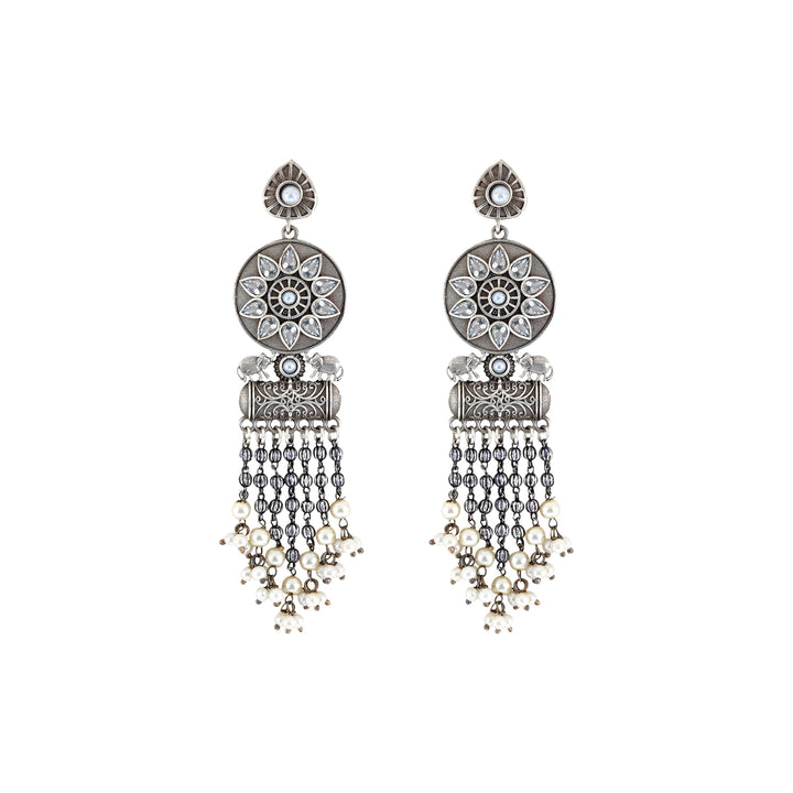 Teejh Gahez White Silver Oxidised Earrings