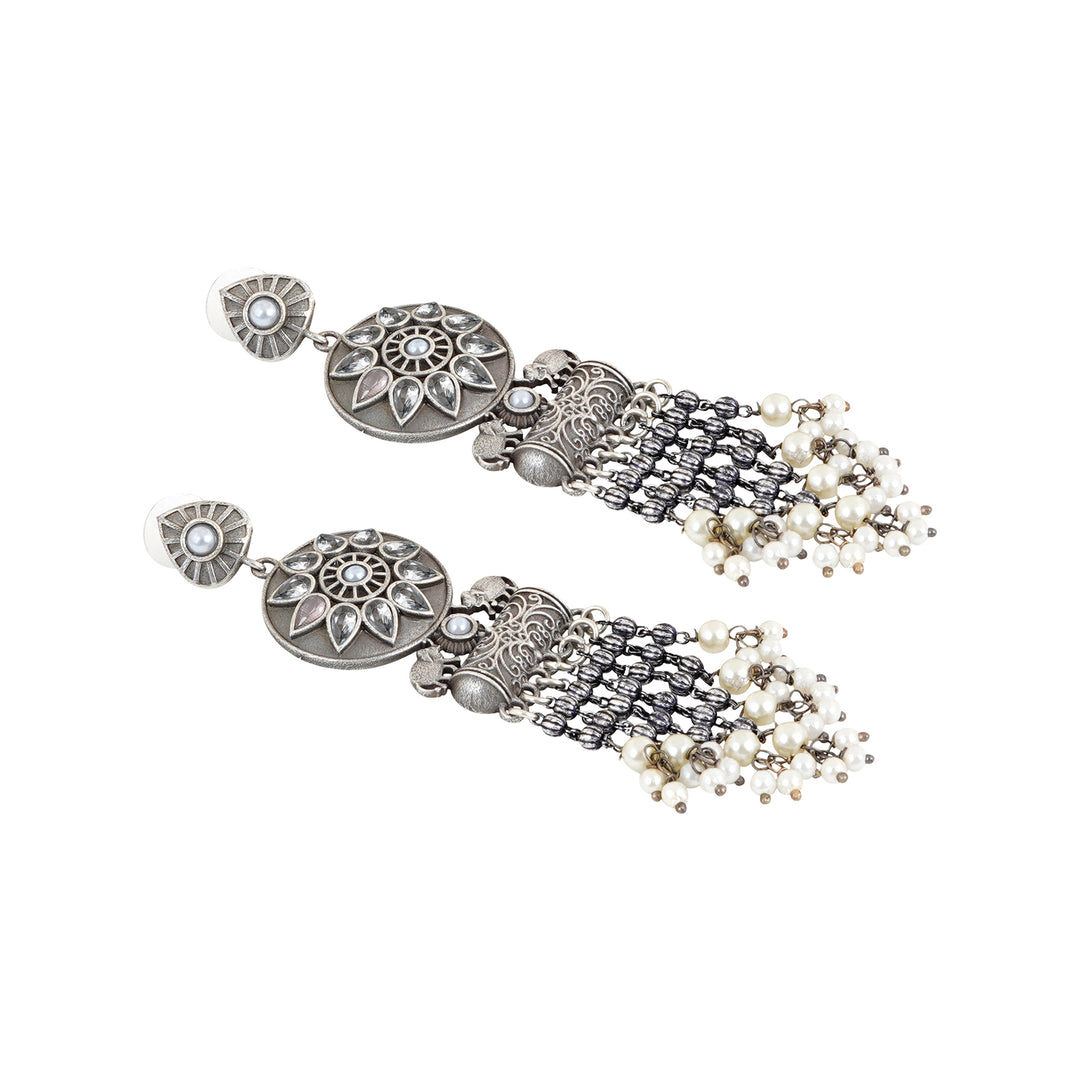Teejh Gahez White Silver Oxidised Earrings